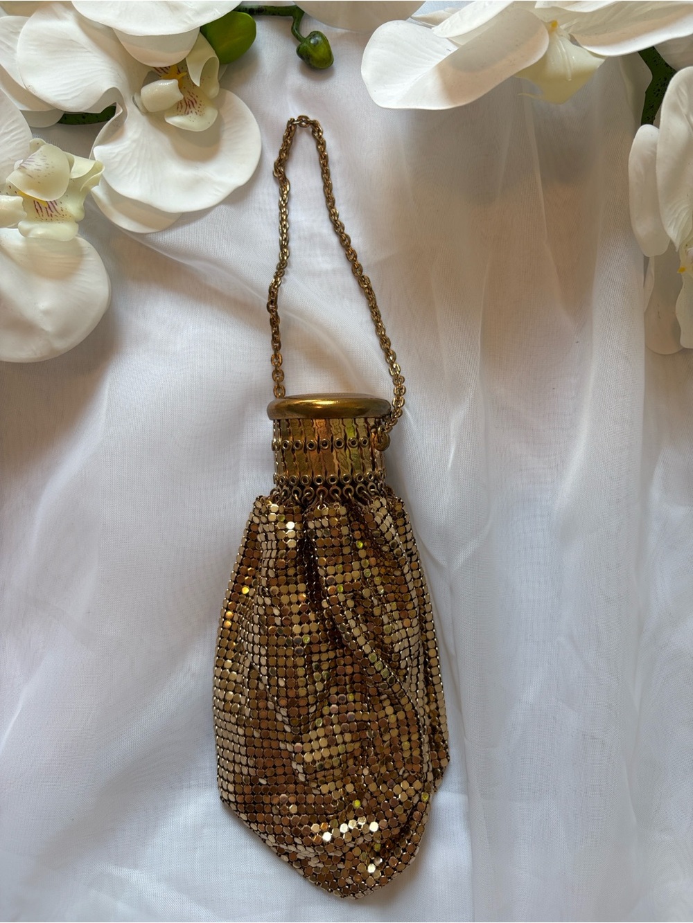 Whiting & Davis Vintage Gold Mesh Beggar Bag